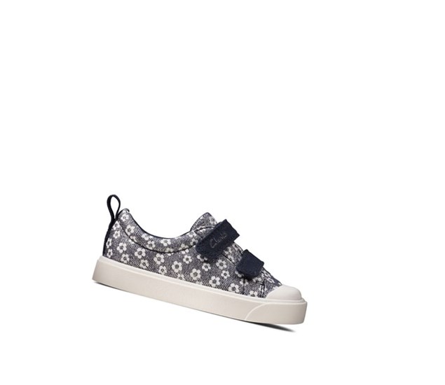 Clarks City Bright Floral Casual Obuv Chlapcenske Námornícka Modrá | XRJB-94753