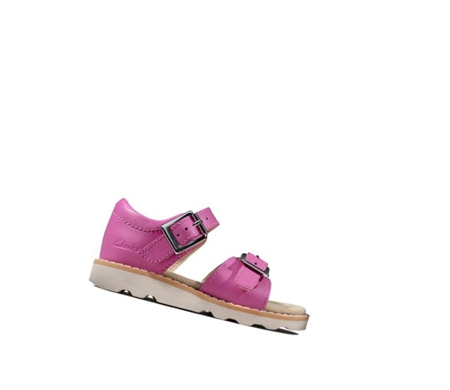 Clarks Crown Bloom Kozene Sandale Casual Dievcenske Ruzove | WJAF-49280