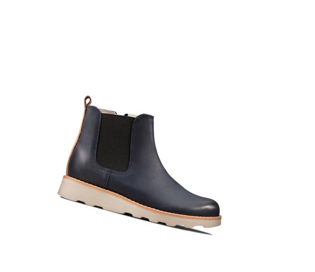 Clarks Crown Halo Kozene Chelsea Cizmy Chlapcenske Námornícka Modrá | MVEW-10284