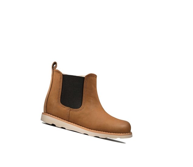 Clarks Crown Halo Kozene Chelsea Cizmy Chlapcenske Hnede | NOBU-39820