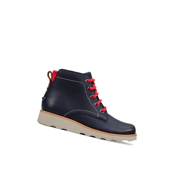 Clarks Crown Hike Kozene Clenkove Cizmy Chlapcenske Námornícka Modrá | IOAR-38245