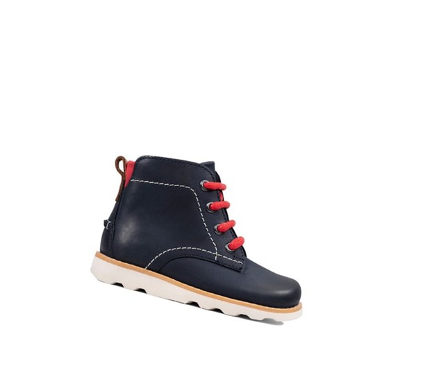 Clarks Crown Hike Kozene Clenkove Cizmy Chlapcenske Námornícka Modrá | UJGN-92586