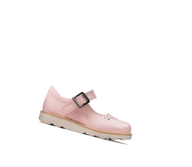 Clarks Crown Jump Lakovane Kozene Topanky Mary Janes Dievcenske Ruzove | UVXH-08327