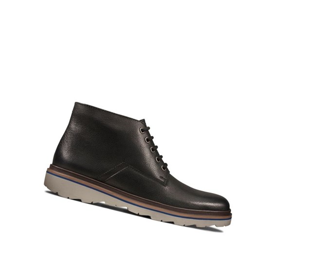 Clarks Frelan Stredne Kozene Clenkove Cizmy Panske Čierne | GJHX-96532