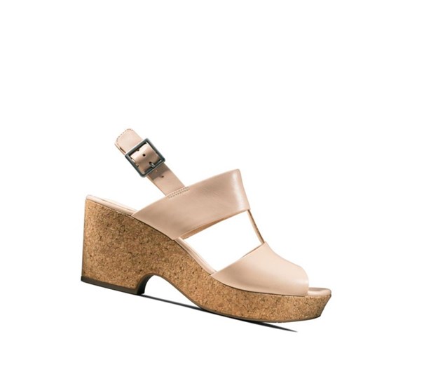 Clarks Maritsa Glad Kozene Sandale na Podpatku Damske Skin | SDQF-81479