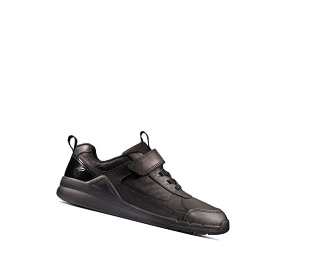 Clarks Orbit Sprint Kozene Tenisky Dievcenske Čierne | GCTO-39671