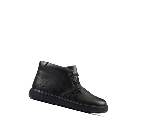 Clarks Street Step Kozene Clenkove Cizmy Chlapcenske Čierne | FXWH-72348