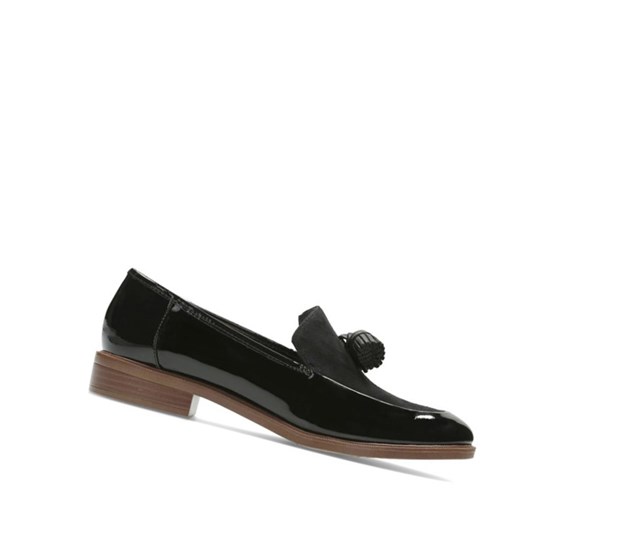 Clarks Taylor Spring Lakovane Semisove Slip On Tenisky Damske Čierne | WUZJ-97083