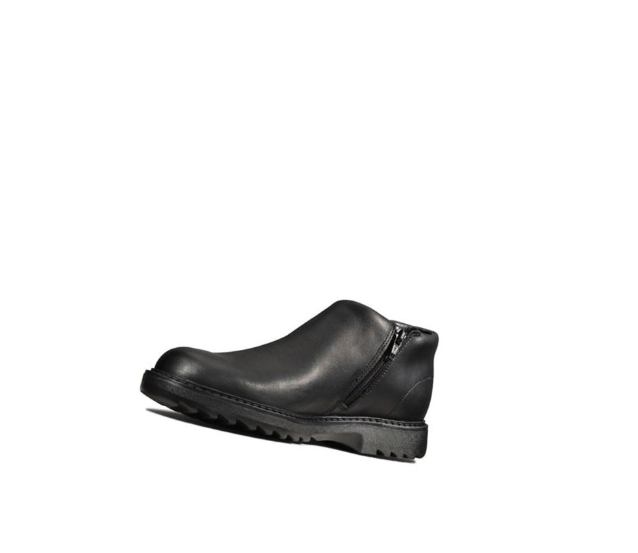 Clarks Asher Beat Kozene Clenkove Cizmy Dievcenske Čierne | NMHI-32760