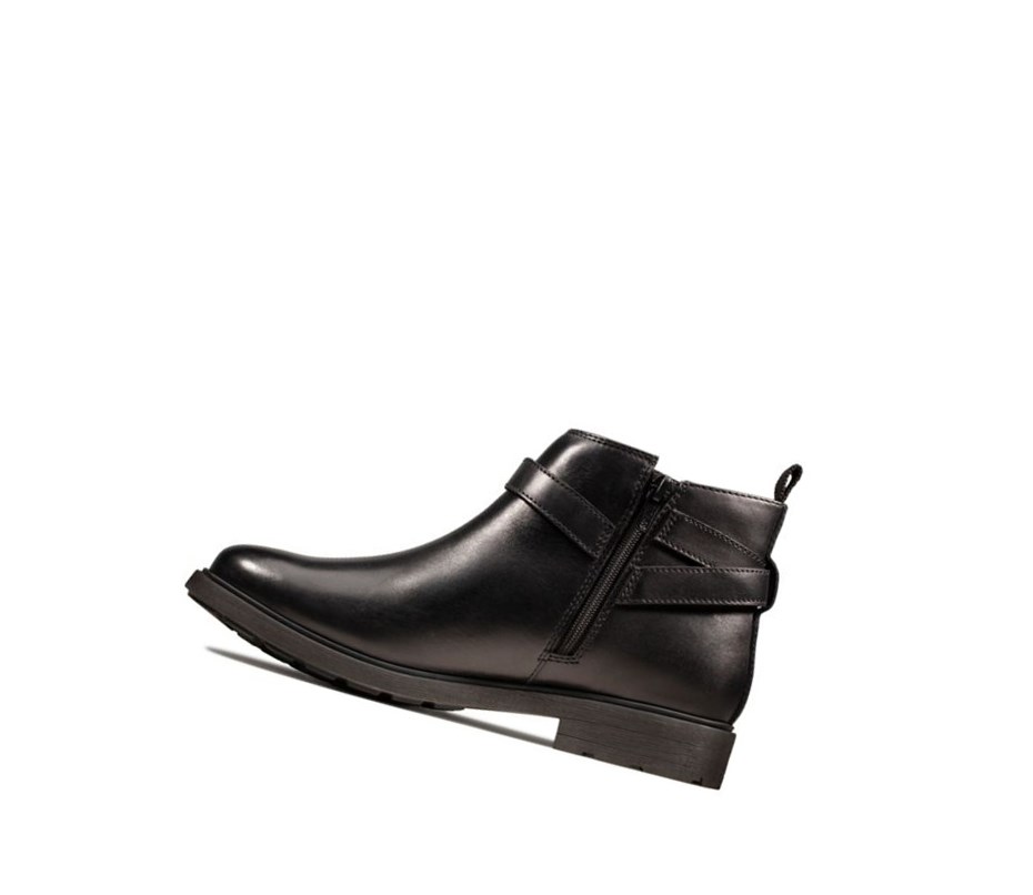 Clarks Astrol Soar Kozene Clenkove Cizmy Dievcenske Čierne | CXVD-04538