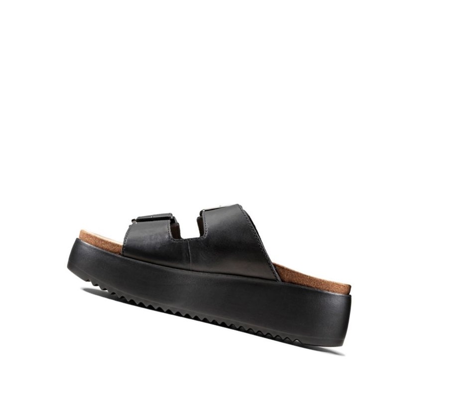 Clarks Botanic Slapky Kozene Sandale na Platforme Damske Čierne | HCPV-07456