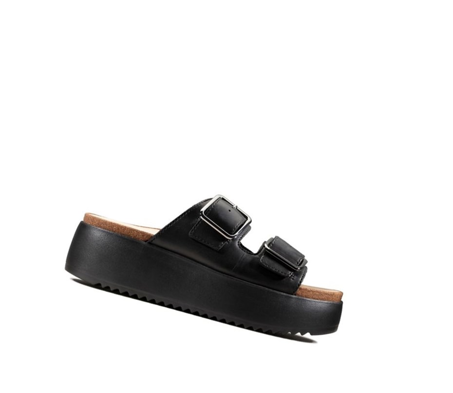 Clarks Botanic Slapky Kozene Sandale na Platforme Damske Čierne | HCPV-07456