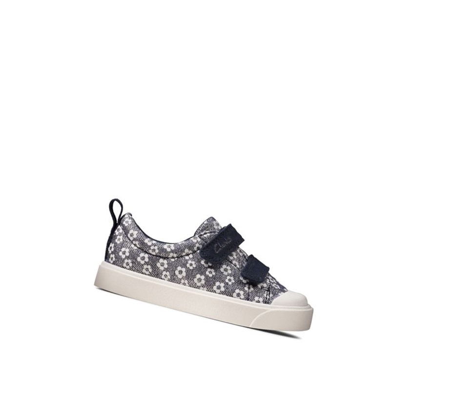 Clarks City Bright Floral Casual Obuv Chlapcenske Námornícka Modrá | YVRD-21346