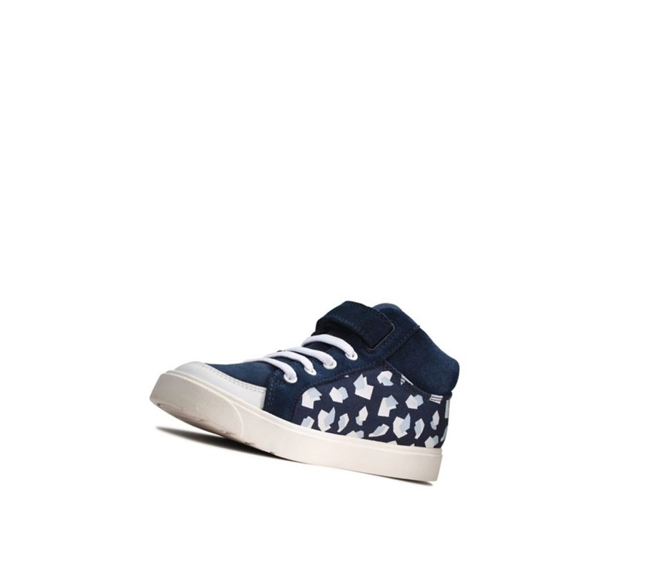 Clarks City Hop Print Kozene Casual Obuv Chlapcenske Námornícka Modrá | XPFZ-02961