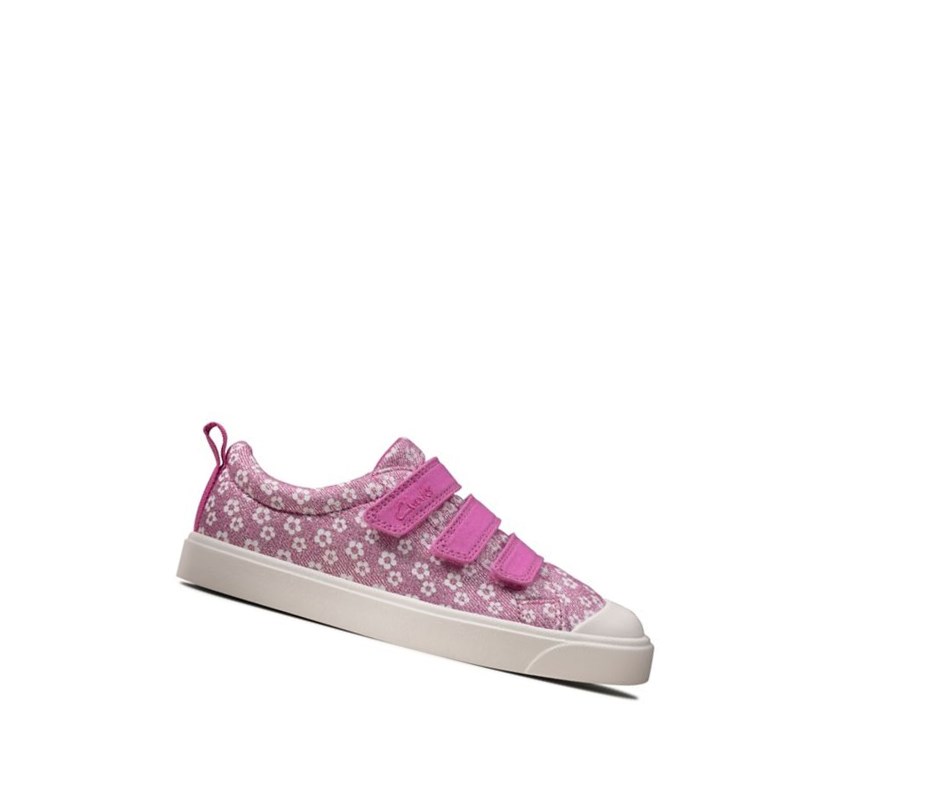 Clarks City Vibe Floral Casual Obuv Dievcenske Ruzove | WSNY-85021