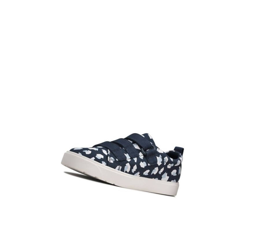 Clarks City Vibe Print Casual Obuv Dievcenske Námornícka Modrá | EVQB-58162