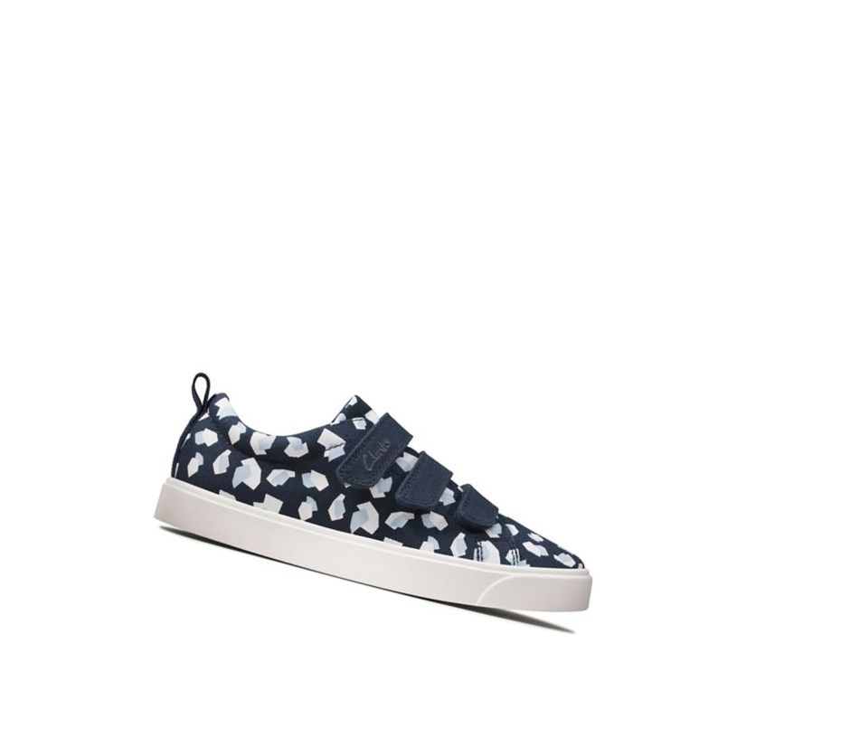 Clarks City Vibe Print Casual Obuv Dievcenske Námornícka Modrá | EVQB-58162