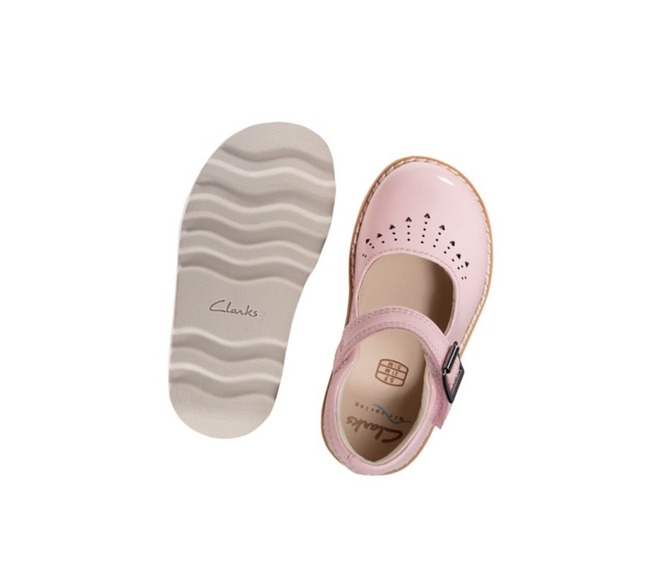 Clarks Crown Jump Lakovane Kozene Topanky Mary Janes Dievcenske Ruzove | UVXH-08327