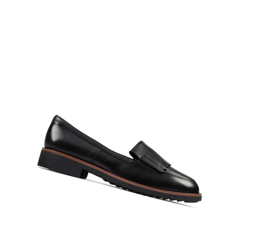 Clarks Griffin Kilt Kozene Slip On Tenisky Damske Čierne | BWVS-14293