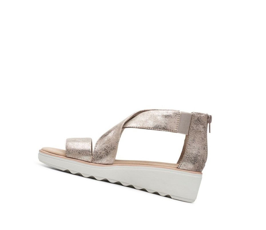 Clarks Jillian Rise Sandale na Platforme Damske Strieborne Metal | TJUA-57206