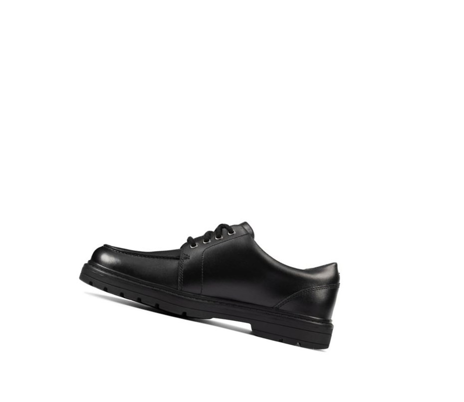 Clarks Loxham Pace Kozene Skolske Topanky Dievcenske Čierne | QYLF-09352