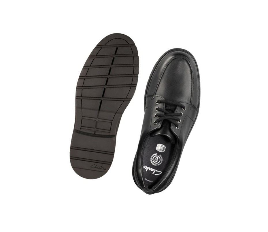 Clarks Loxham Pace Kozene Skolske Topanky Dievcenske Čierne | QYLF-09352