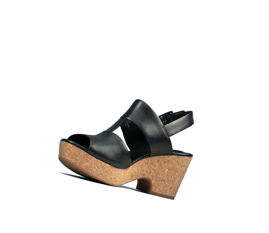 Clarks Maritsa Glad Kozene Sandale na Platforme Damske Čierne | FUQN-83671