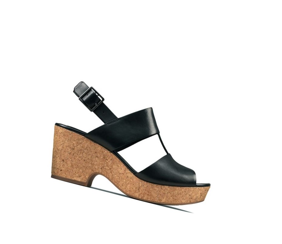 Clarks Maritsa Glad Kozene Sandale na Platforme Damske Čierne | FUQN-83671