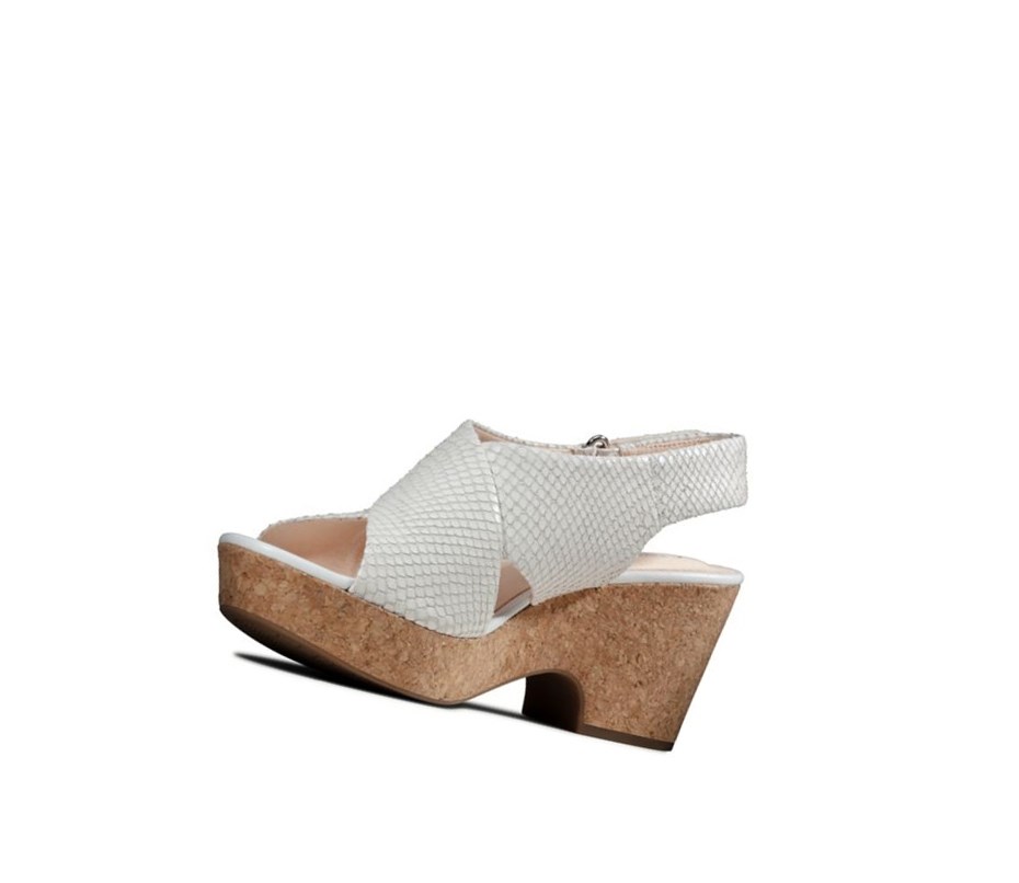 Clarks Maritsa Lara Kozene Sandale na Platforme Damske Biele Had | NKRU-21497