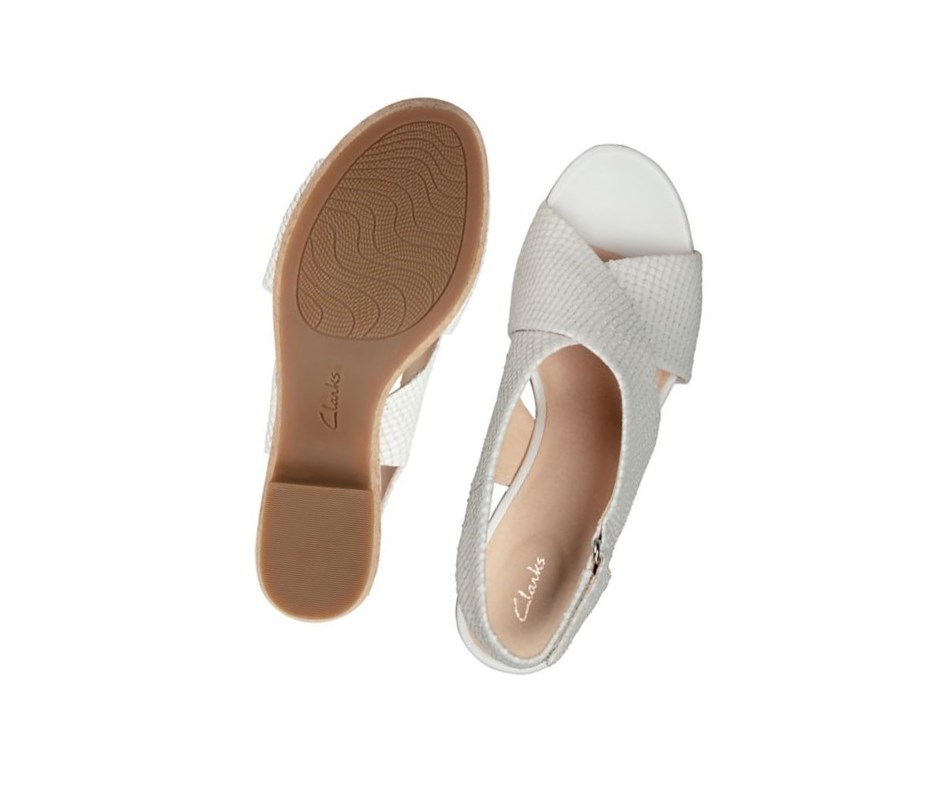 Clarks Maritsa Lara Kozene Sandale na Platforme Damske Biele Had | NKRU-21497