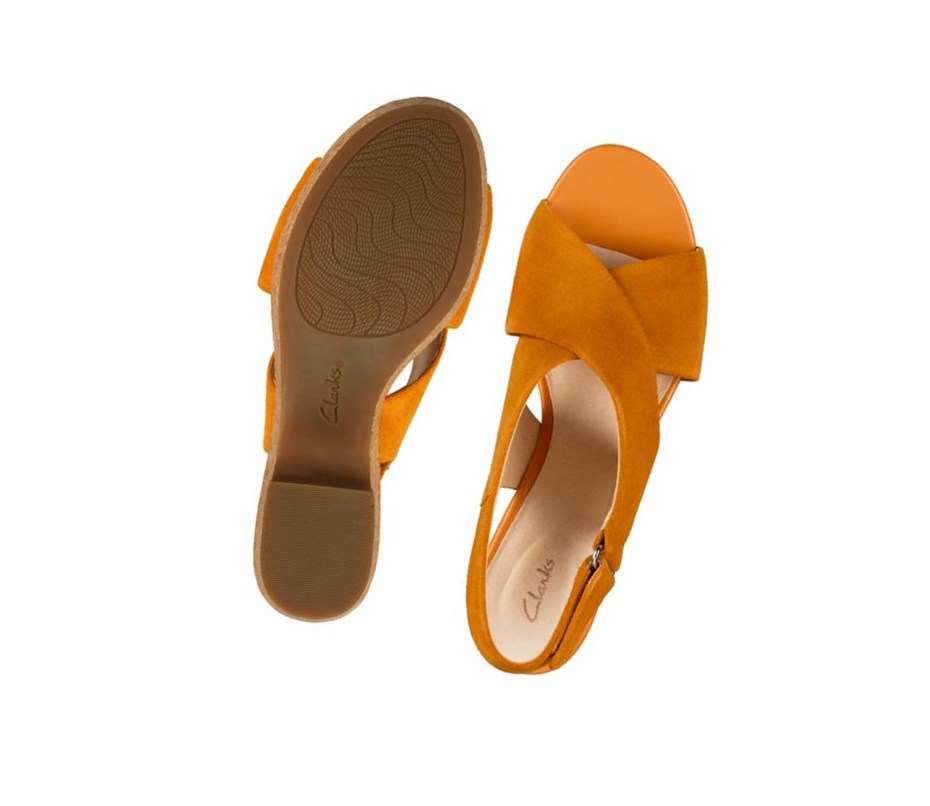 Clarks Maritsa Lara Semisove Sandale na Podpatku Damske Oranžové | EJCS-74136