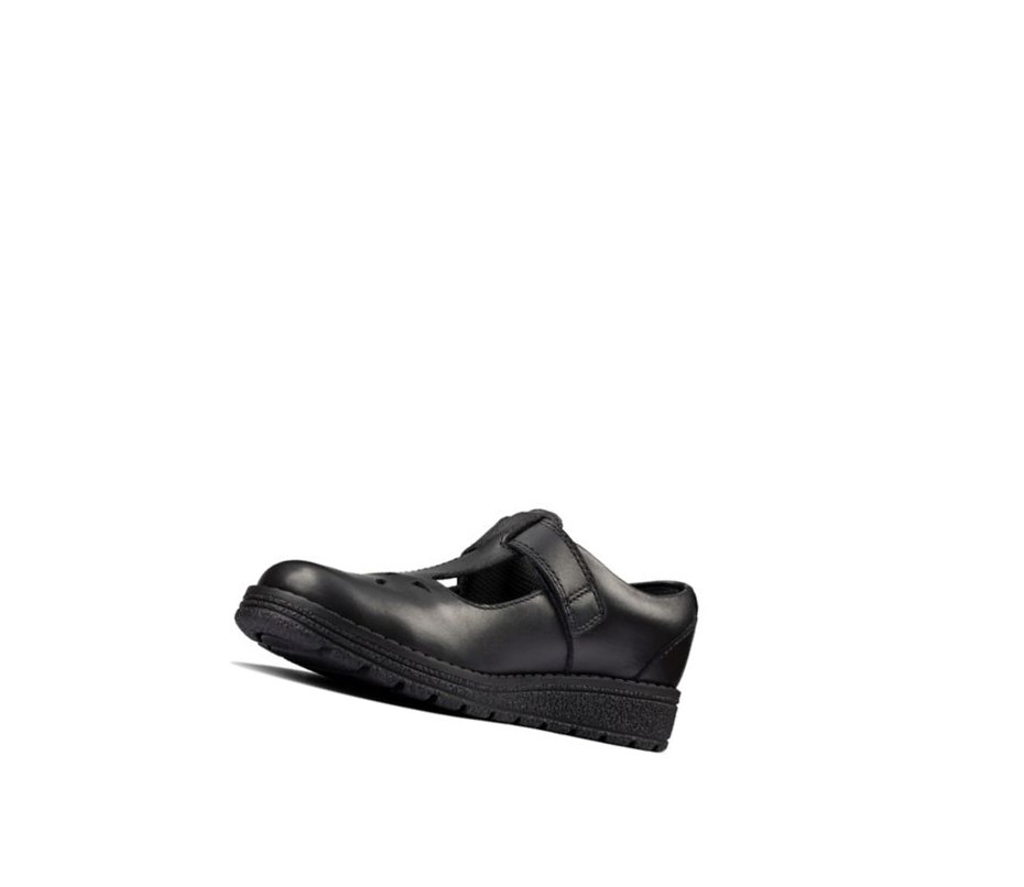 Clarks Mendip Joy Kozene Skolske Topanky Dievcenske Čierne | JNGM-70158