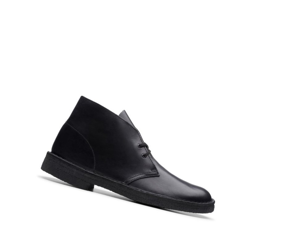 Clarks Original Polished Kozene Púštne Čižmy Panske Čierne | ZQWD-12806