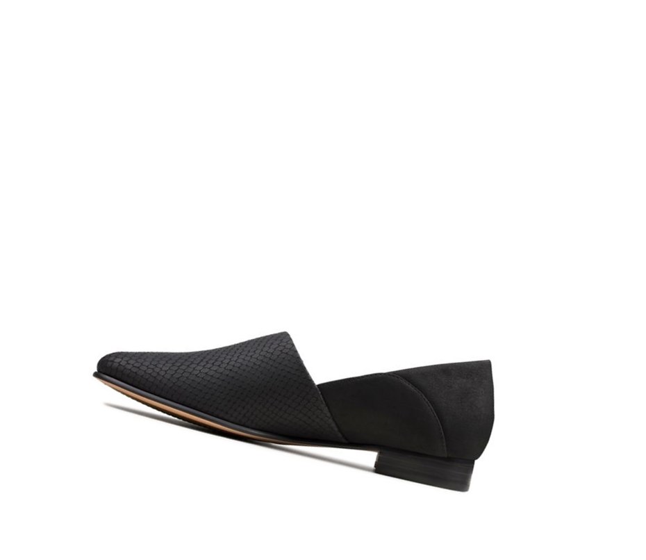 Clarks Pure Tone Kozene Siroke Topanky Fit Slip On Tenisky Damske Čierne Had | DWCR-70683