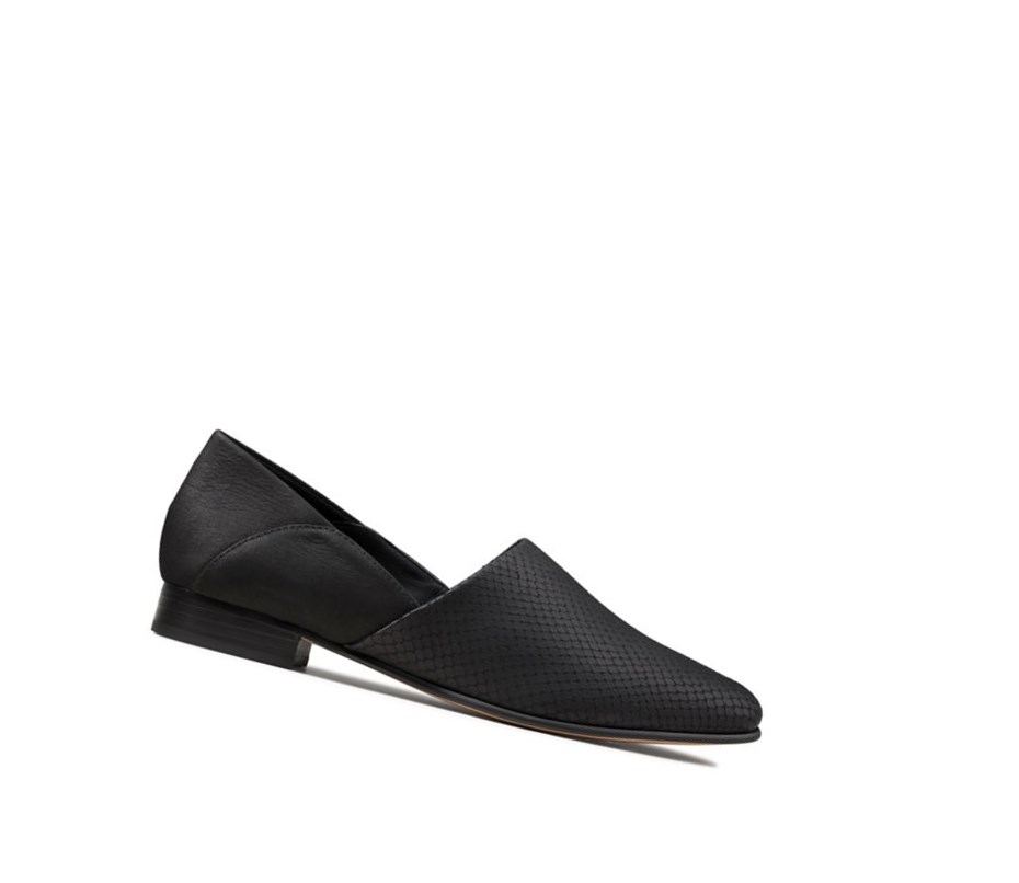 Clarks Pure Tone Kozene Siroke Topanky Fit Slip On Tenisky Damske Čierne Had | DWCR-70683