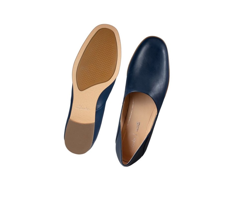 Clarks Pure Tone Kozene Siroke Topanky Fit Slip On Tenisky Damske Námornícka Modrá | OKSQ-27109