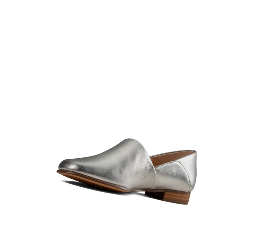 Clarks Pure Tone Kozene Siroke Topanky Fit Slip On Tenisky Damske Strieborne Metal | TKOR-41857