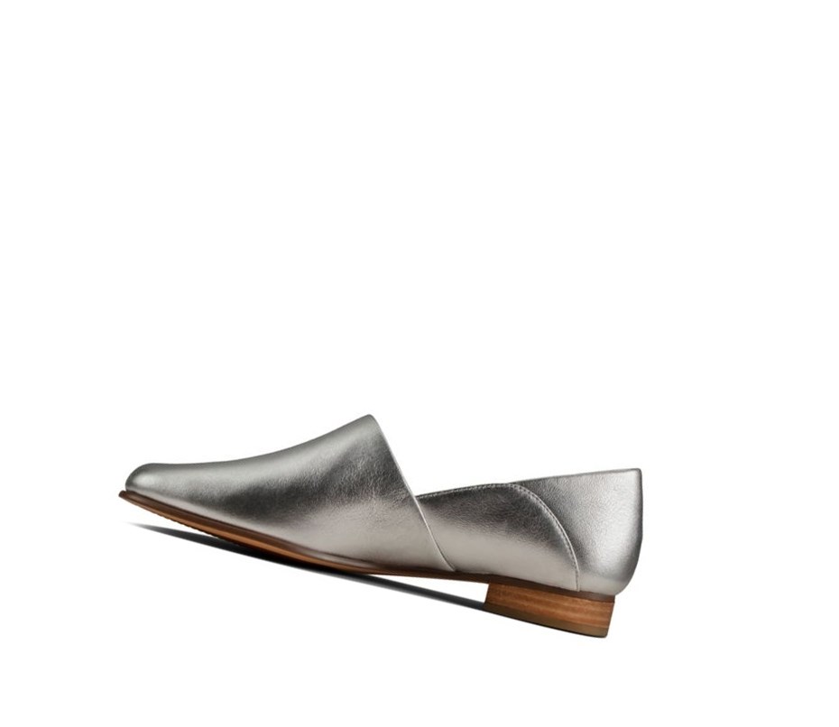 Clarks Pure Tone Kozene Siroke Topanky Fit Slip On Tenisky Damske Strieborne Metal | TKOR-41857