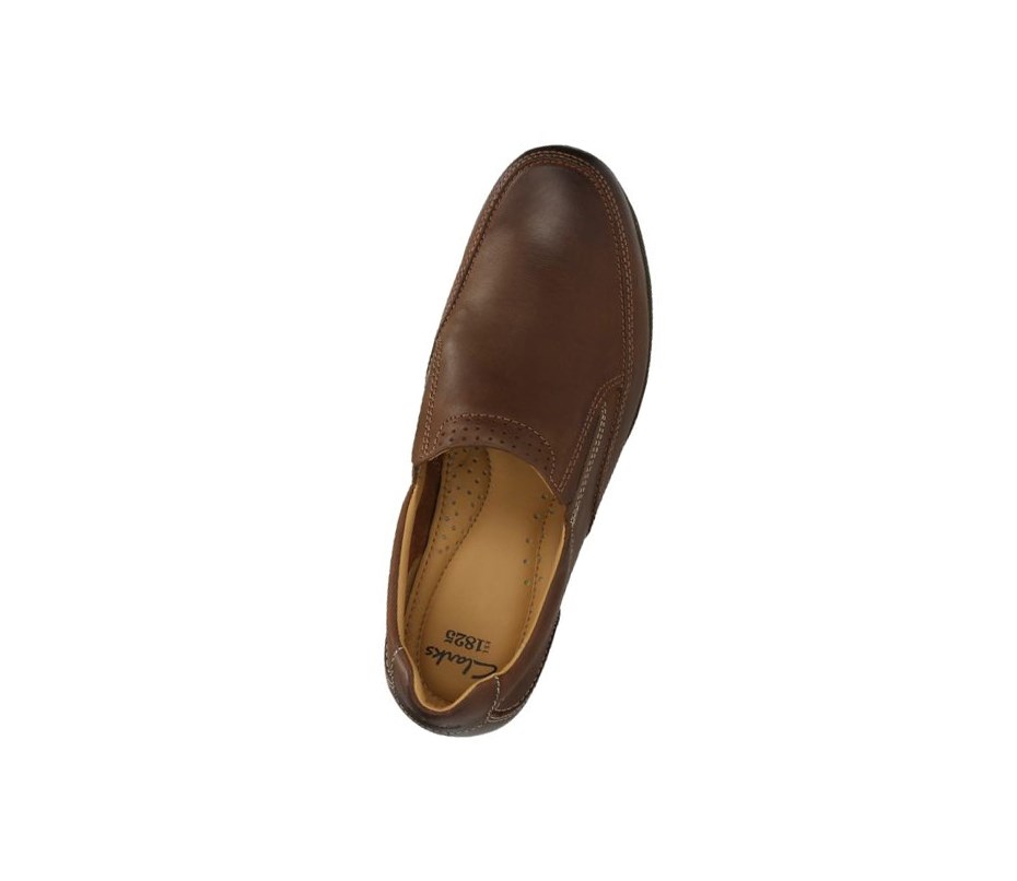 Clarks Recline Free Kozene Siroke Topanky Fit Slip On Tenisky Panske Hnede | DJIX-52439