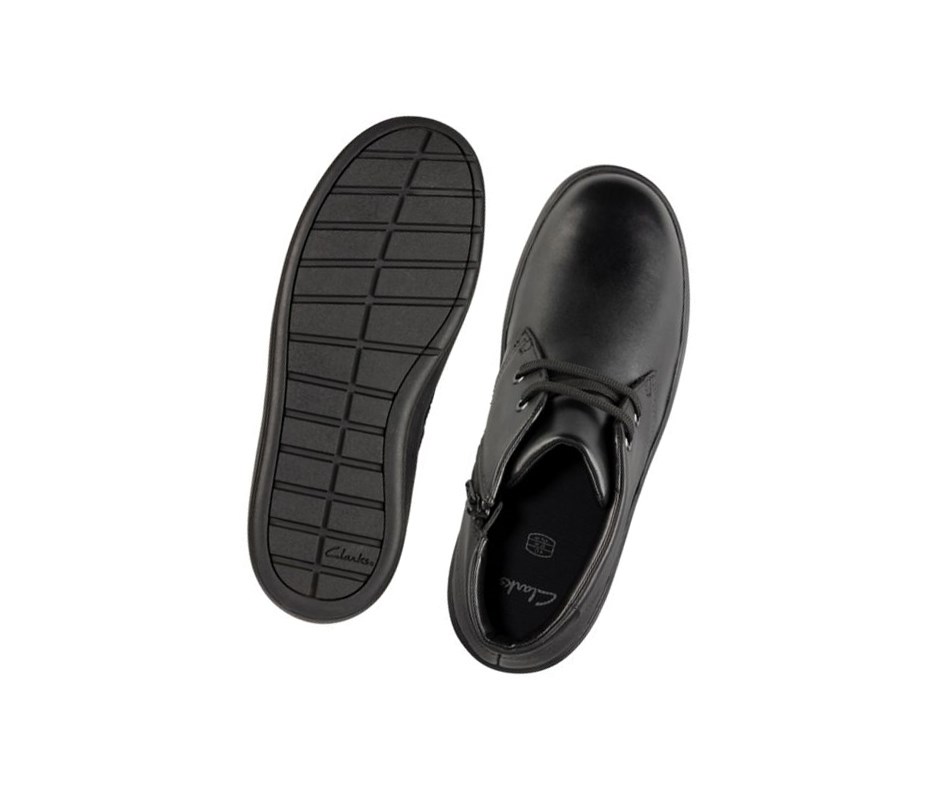 Clarks Street Step Kozene Clenkove Cizmy Dievcenske Čierne | NWPD-20943