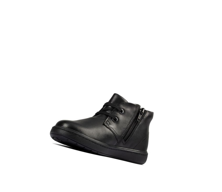 Clarks Street Step Kozene Clenkove Cizmy Dievcenske Čierne | VODX-26403