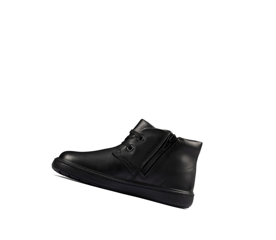 Clarks Street Step Kozene Clenkove Cizmy Dievcenske Čierne | VODX-26403