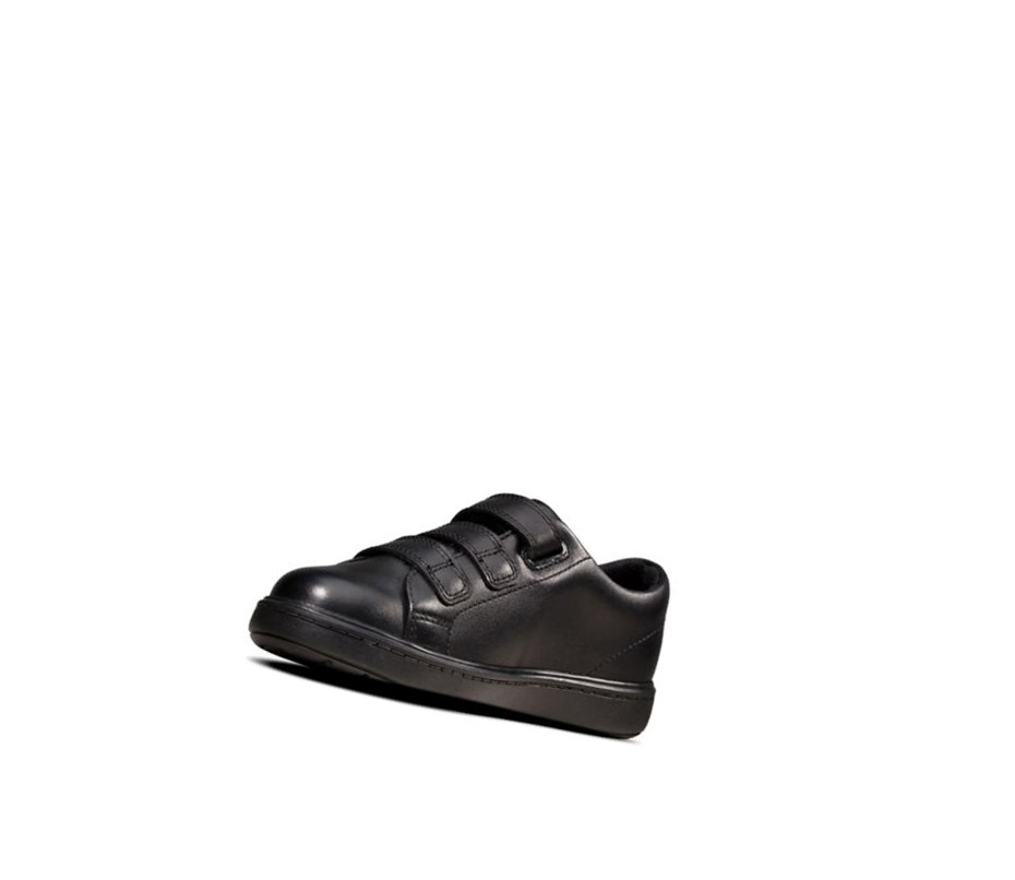 Clarks Street Swift Kozene Skolske Topanky Dievcenske Čierne | BSLX-58296