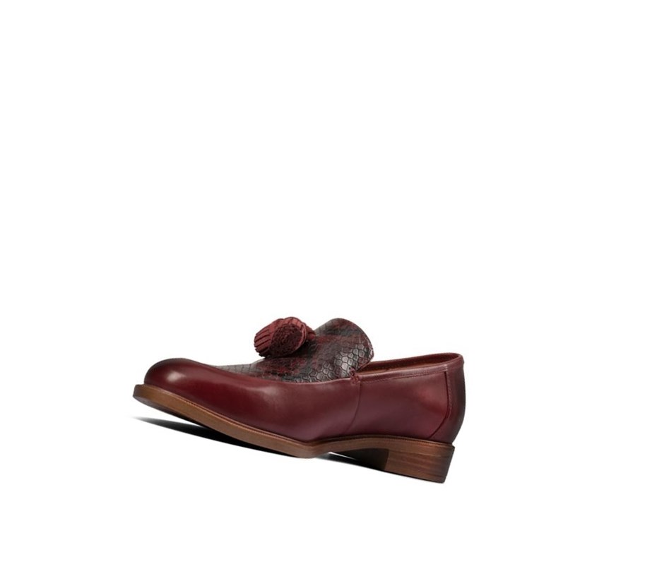 Clarks Taylor Spring Kozene Slip On Tenisky Damske Tmavo Červené | WMTI-87094