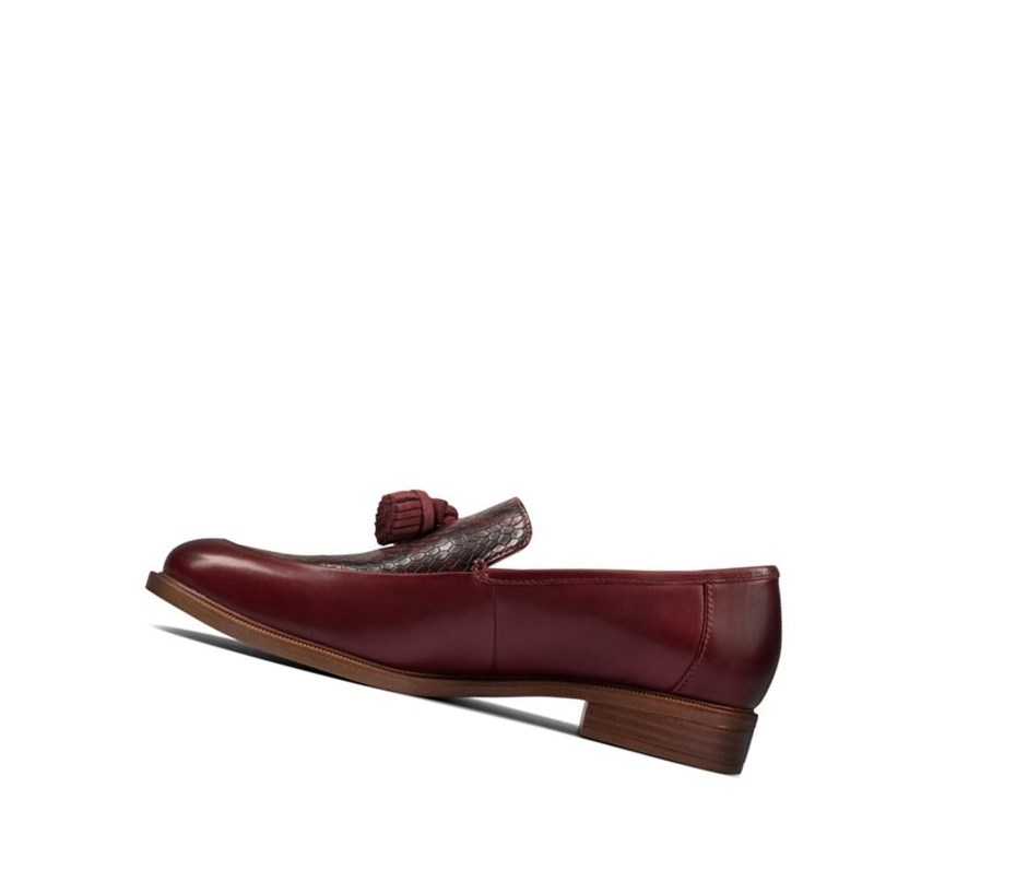 Clarks Taylor Spring Kozene Slip On Tenisky Damske Tmavo Červené | XERF-91760