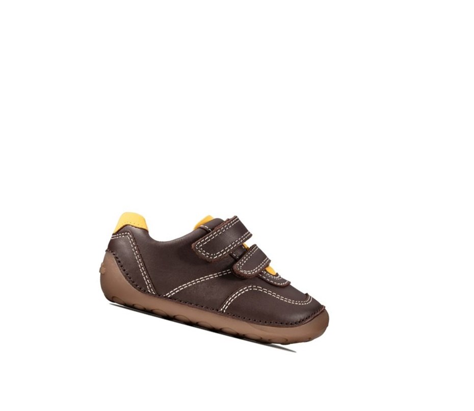 Clarks Tiny Dusk Kozene Vychadzkove Topanky Chlapcenske Hnede | RINJ-09674