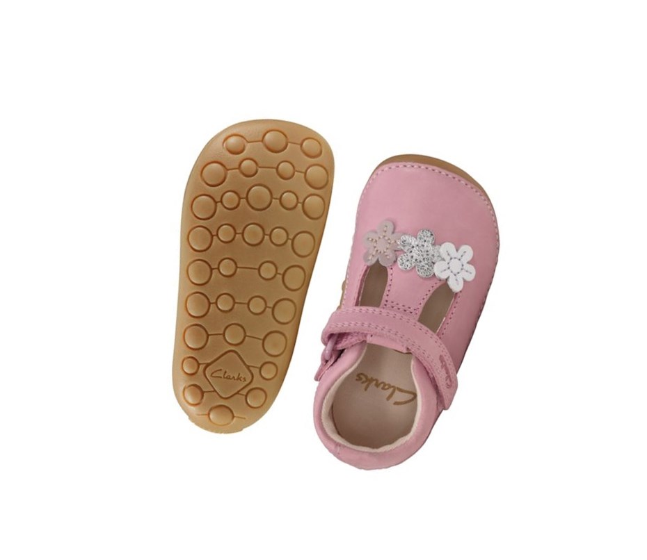 Clarks Tiny Sun Kozene Kozene Topanky Dievcenske Ruzove | FKSU-59412