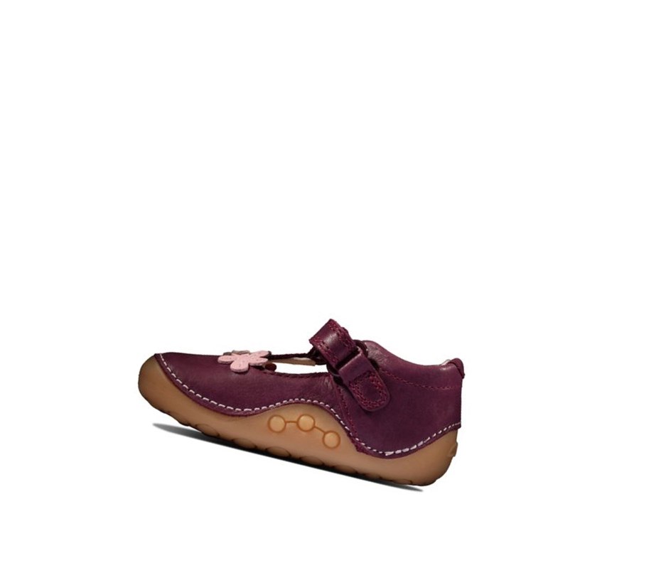 Clarks Tiny Sun Kozene Kozene Topanky Dievcenske Bordove | GHNS-12046