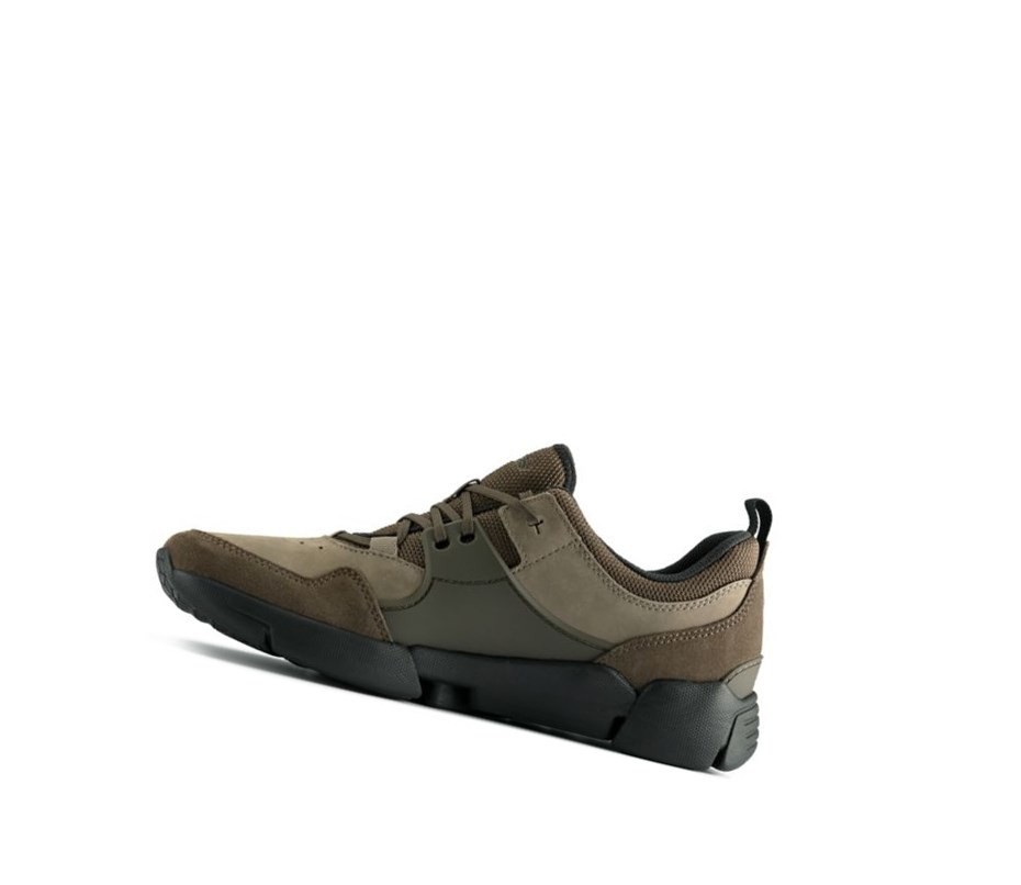 Clarks Tri Active Cipkovane Kozene Tenisky Panske Tmavo Olivovo Zelená | QUNJ-38241