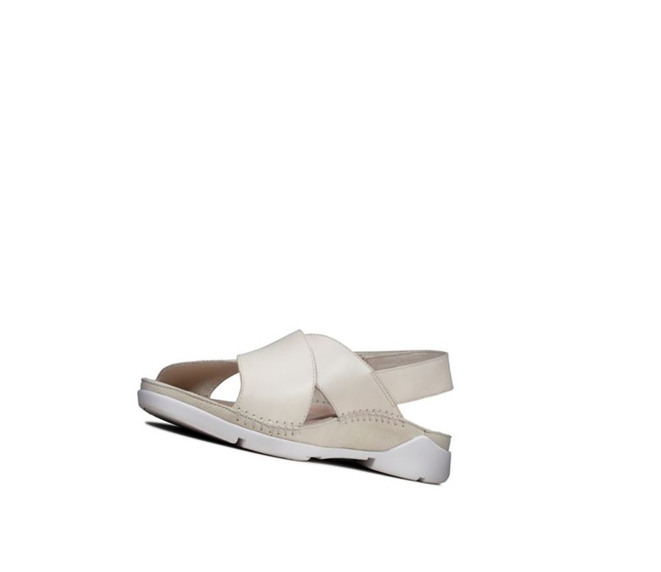 Clarks Tri Alexia Kozene Ploche Sandale Damske Biele | ZEGA-27195